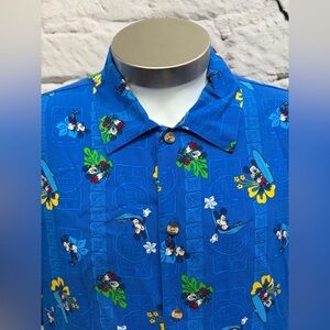 Disney‎ Vintage 90s Mickey Mouse Surf Tiki Hammock Tropical Hawaiian Shirt